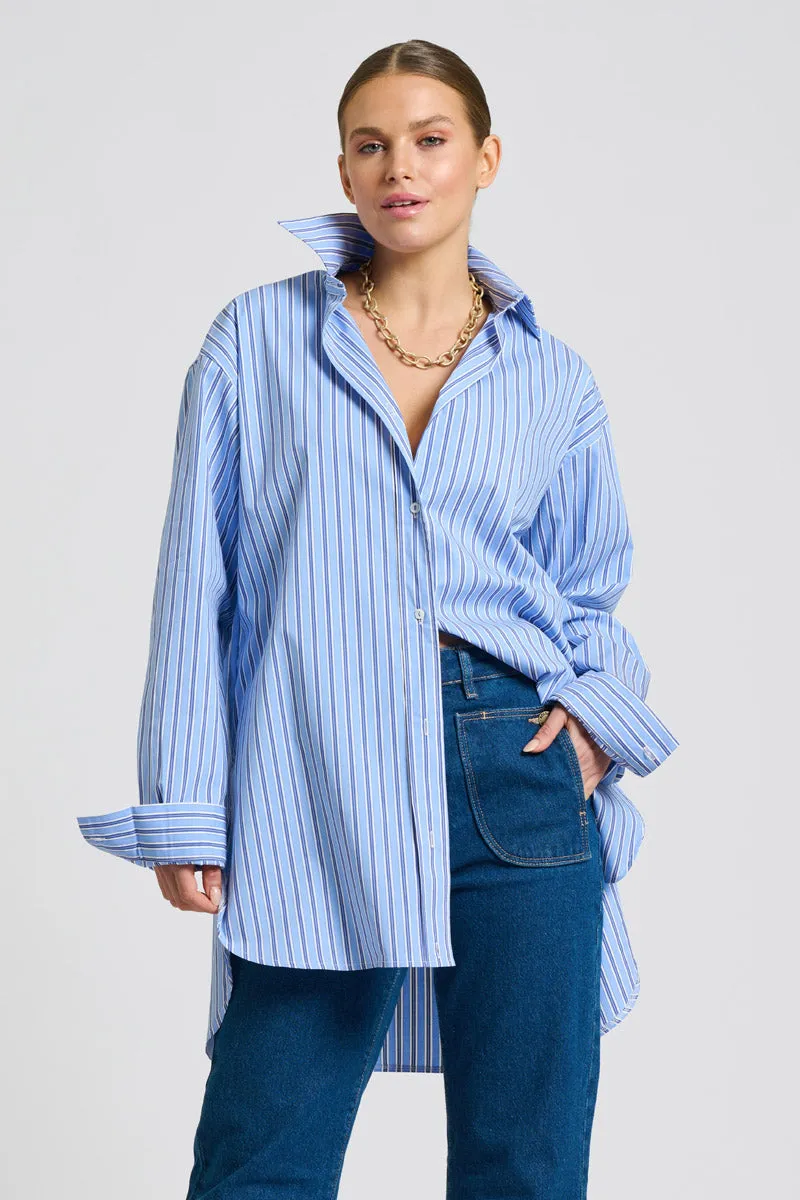 Shirty Boyfriend Shirt - Blue Stripe