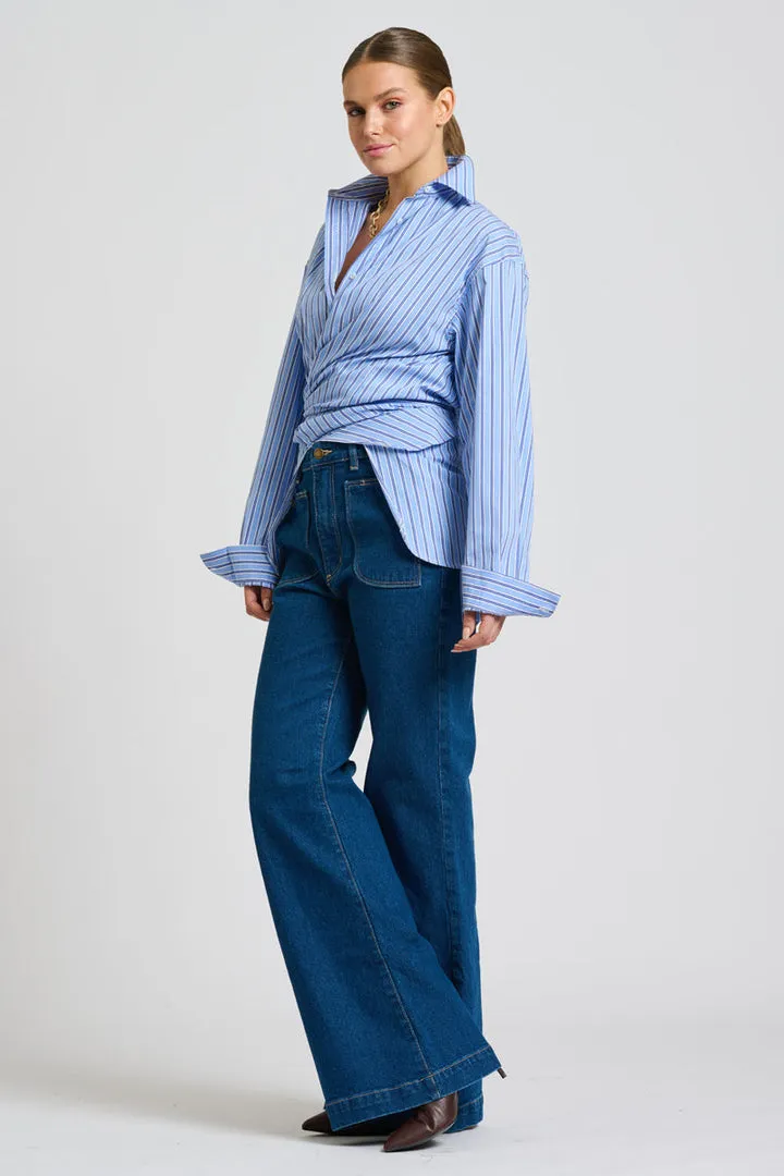 Shirty Boyfriend Shirt - Blue Stripe