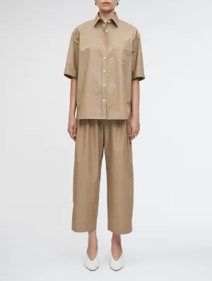 Short Sleeve Oversized Shirt in Walnut