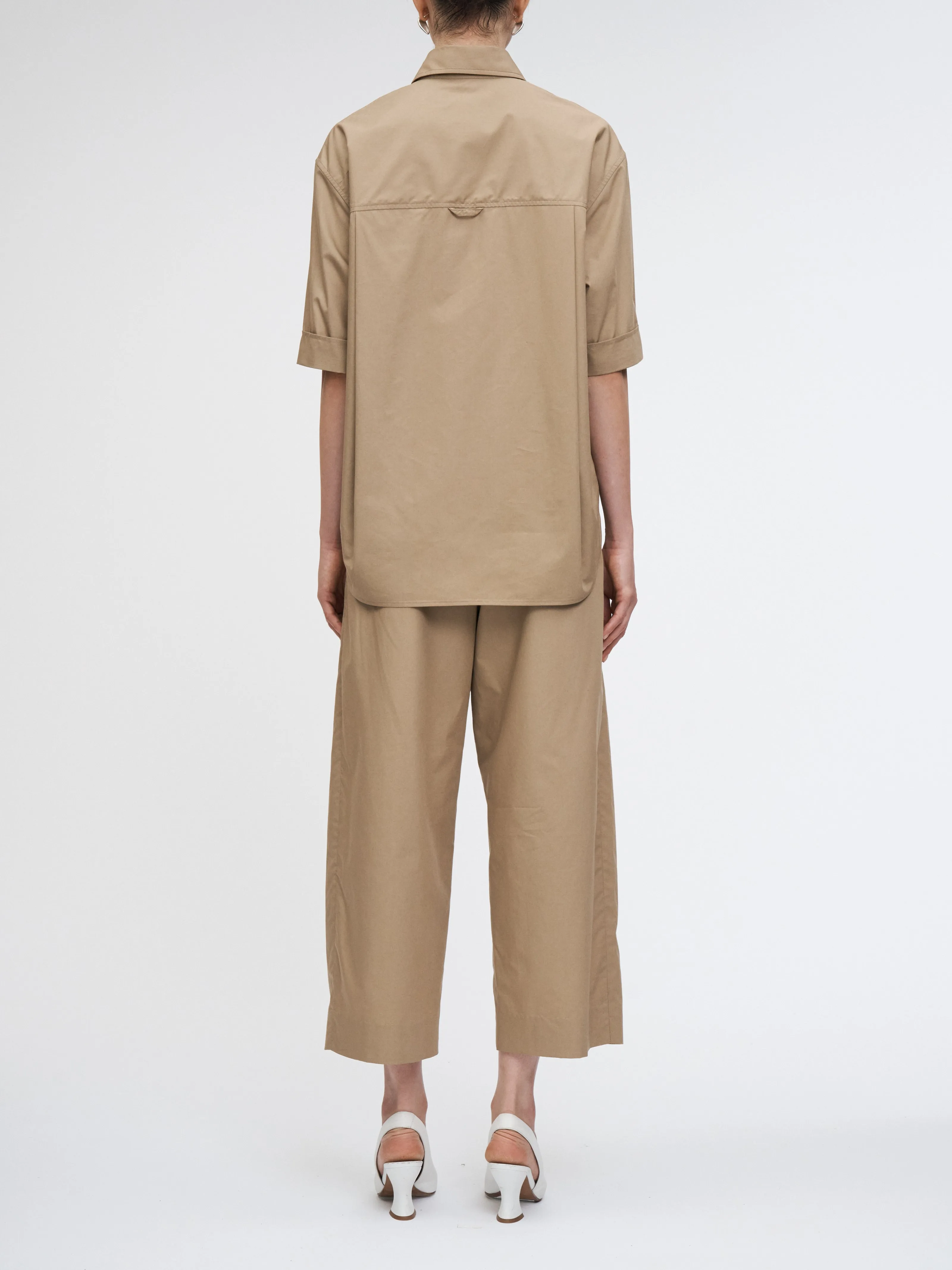 Short Sleeve Oversized Shirt in Walnut