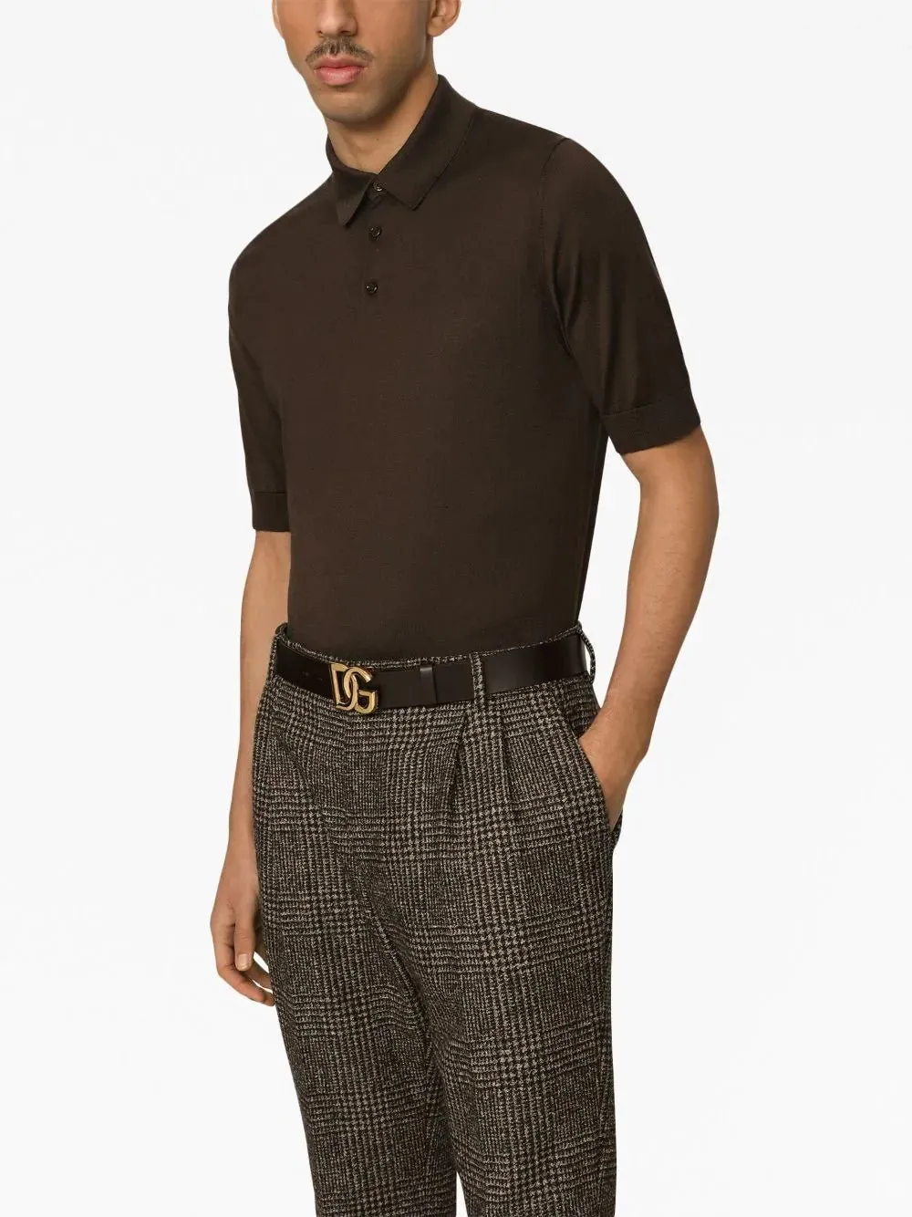 Short-Sleeve Silk Polo Shirt
