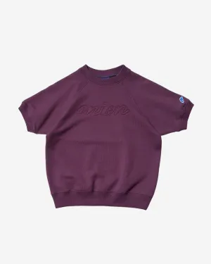 Short Sleeve Sweatshirt - Logo Chain Stitch - Eggplant