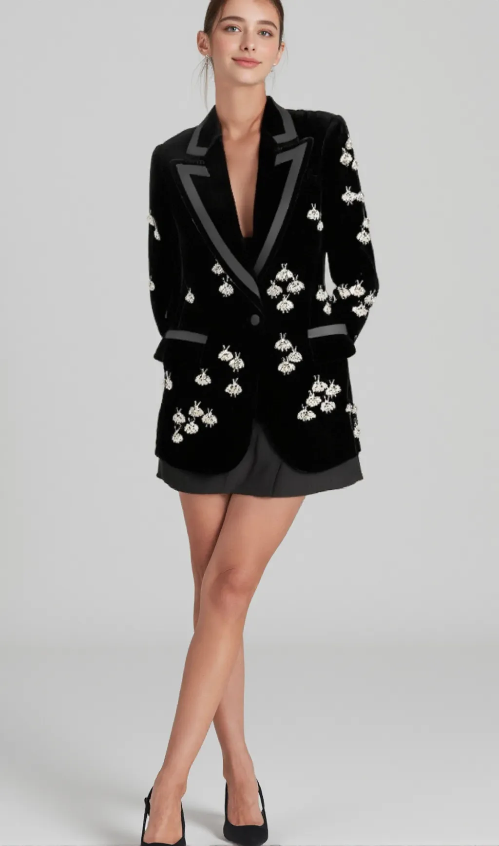 SIBYL BLACK BEE DIAMOND BLAZER MINI DRESS