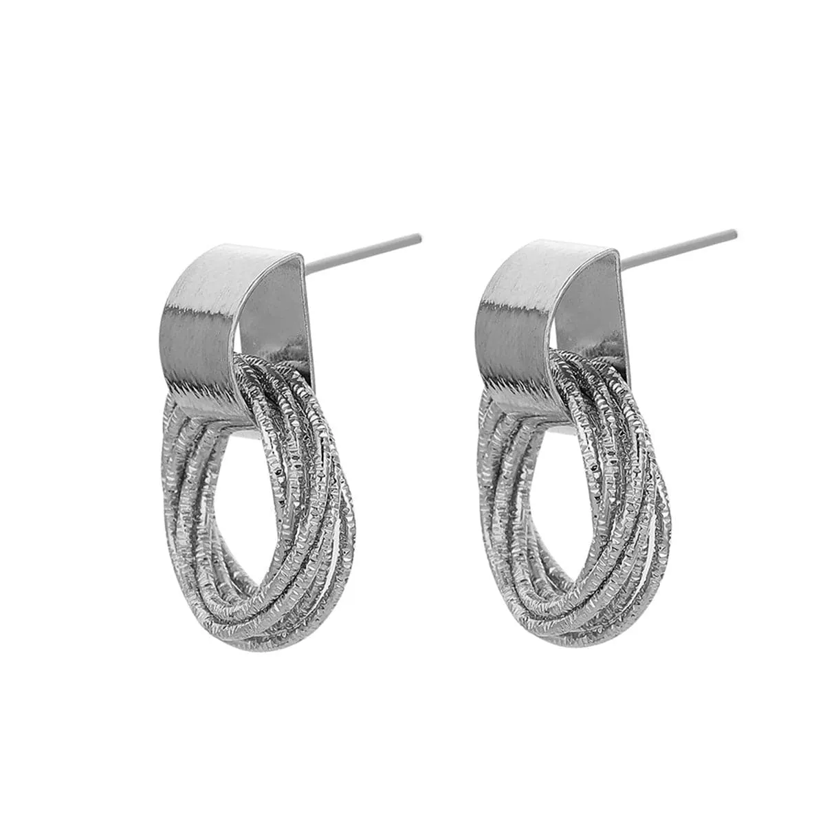 Silver-Plated Multi-Hoop Stud Earrings