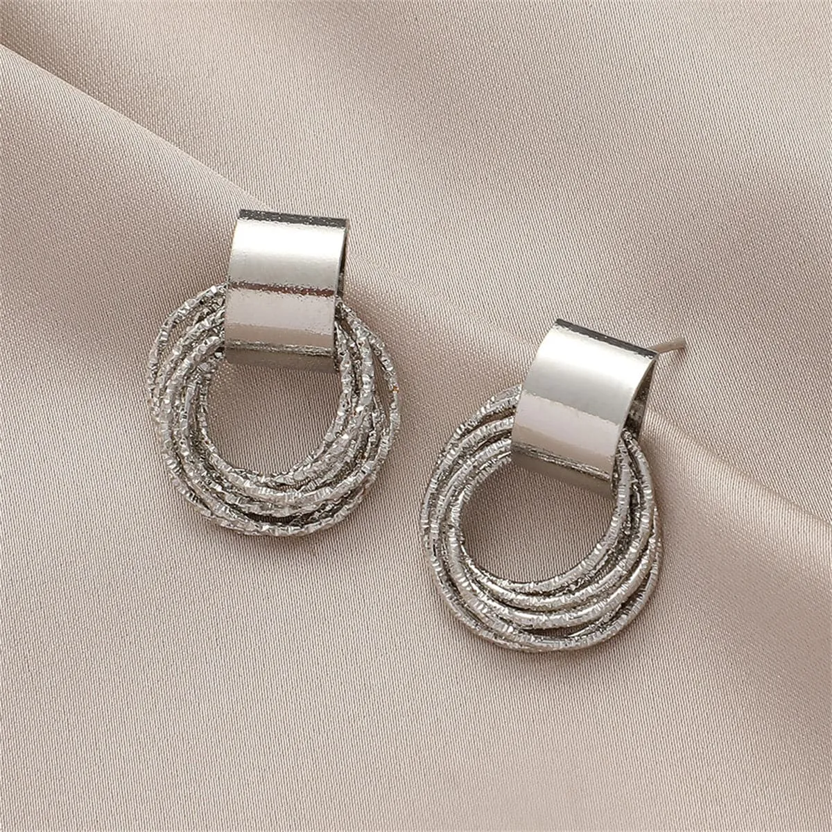 Silver-Plated Multi-Hoop Stud Earrings