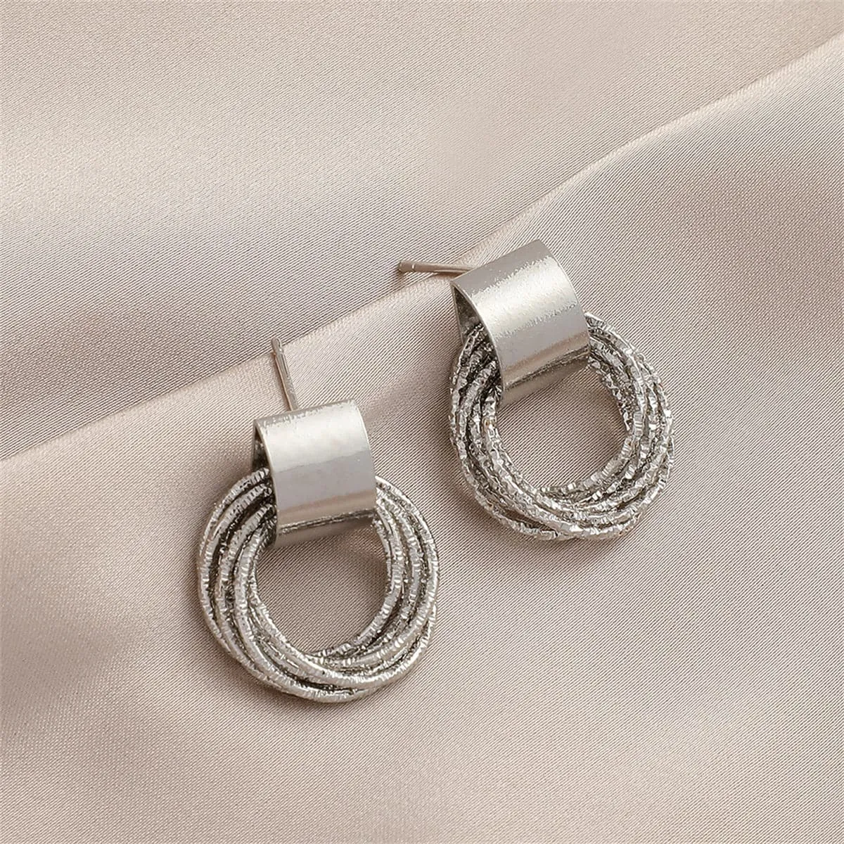 Silver-Plated Multi-Hoop Stud Earrings