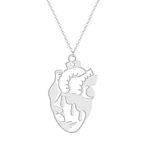 Silver-Plated Openwork Heart Pendant Necklace