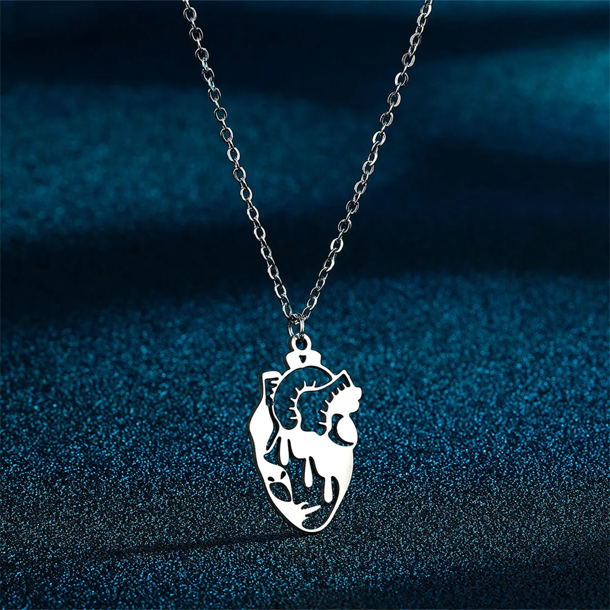 Silver-Plated Openwork Heart Pendant Necklace