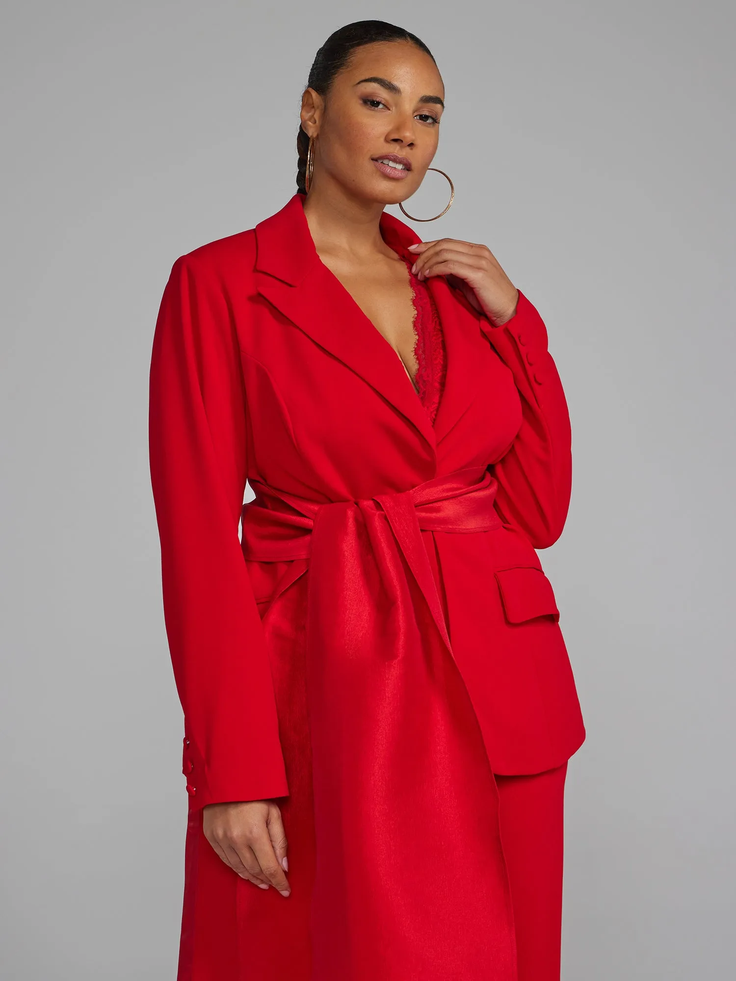 Single Breasted Tie-Waist Blazer