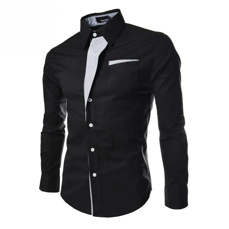 Slim Fashion Men Shirt Brand Casual Long-Sleeved