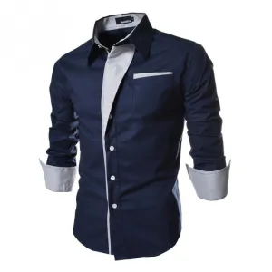 Slim Fashion Men Shirt Brand Casual Long-Sleeved