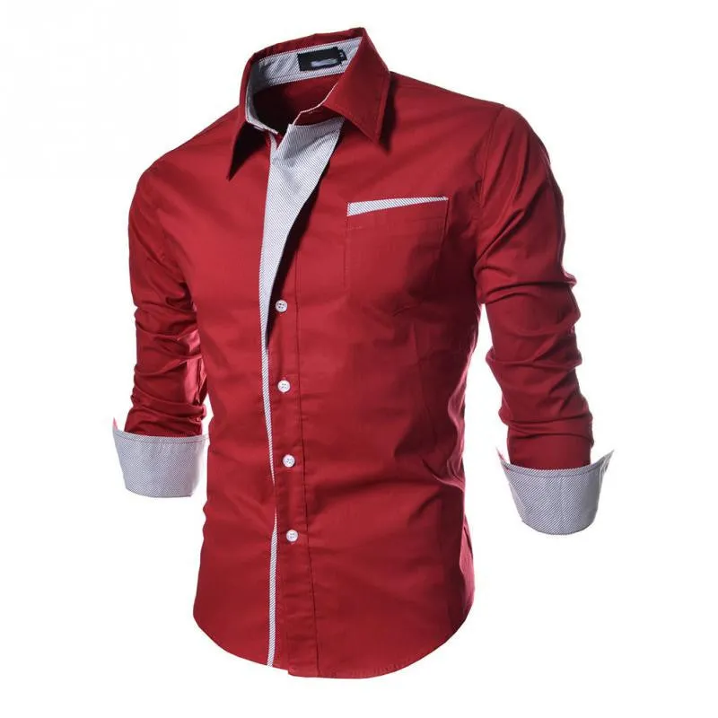 Slim Fashion Men Shirt Brand Casual Long-Sleeved