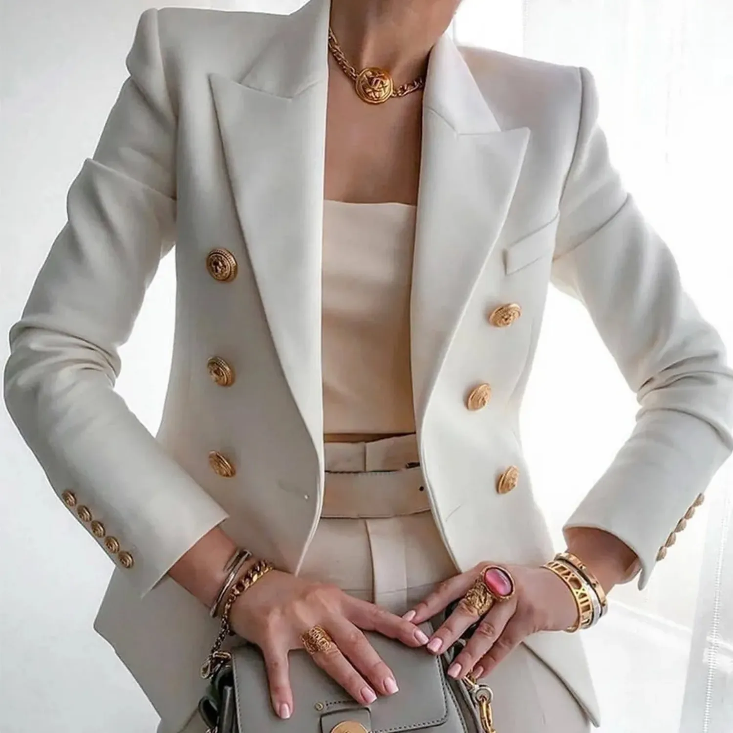 Slim Fit Blazer mit Knöpfen für Frauen