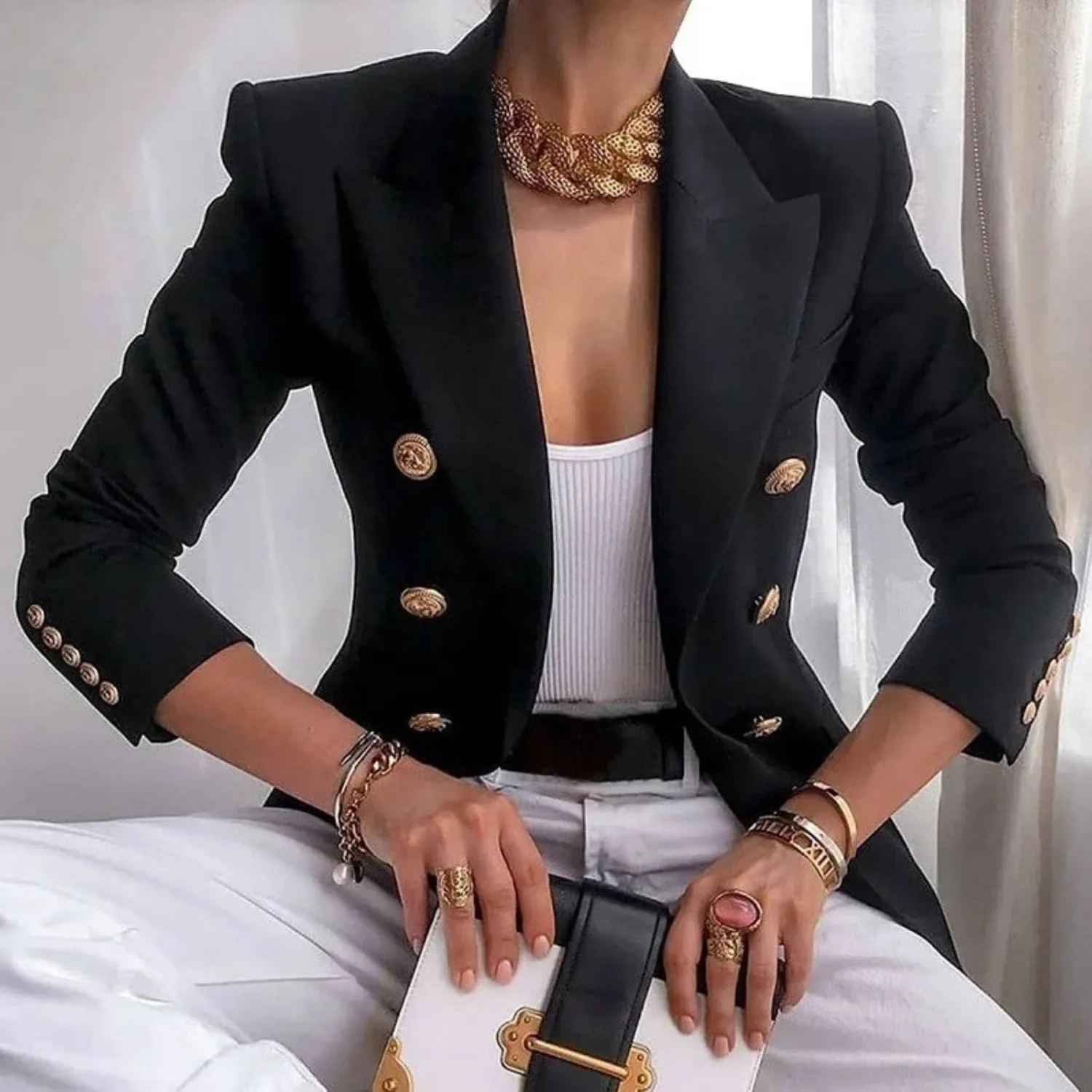 Slim Fit Blazer mit Knöpfen für Frauen