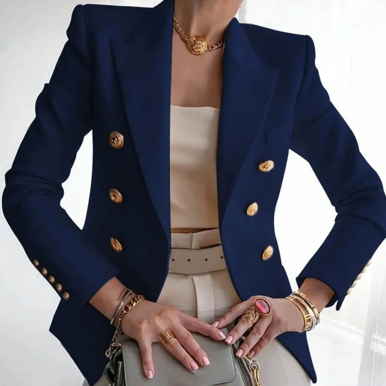 Slim Fit Blazer mit Knöpfen für Frauen