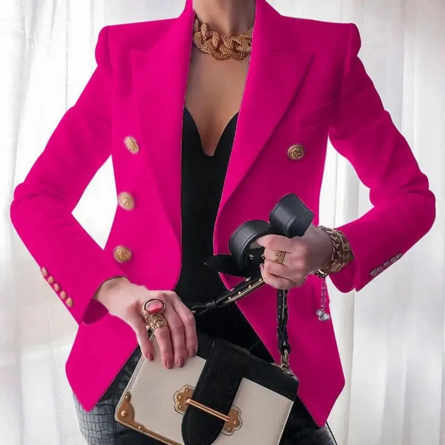 Slim Fit Blazer mit Knöpfen für Frauen