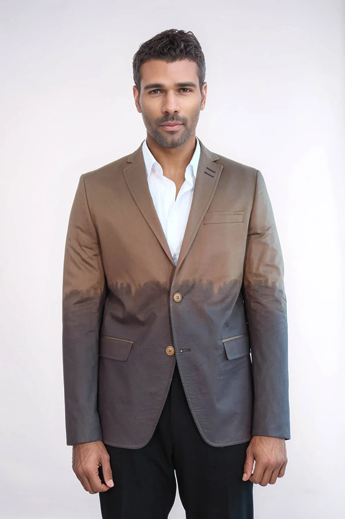 Slim Fit Cotton Brown Blazer - Wessi