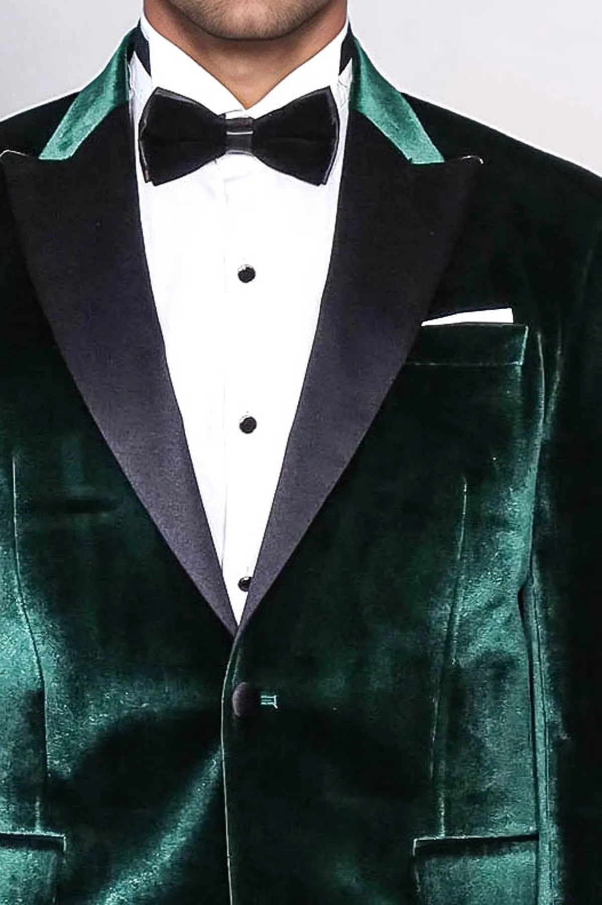 Slim Fit Peak Lapel Velvet Dark Green Men Prom Blazer