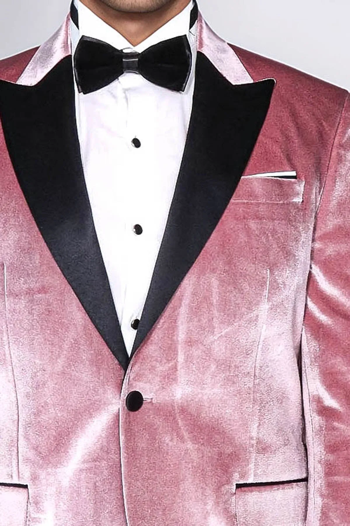 Slim Fit Peak Lapel Velvet Pink Men Prom Blazer
