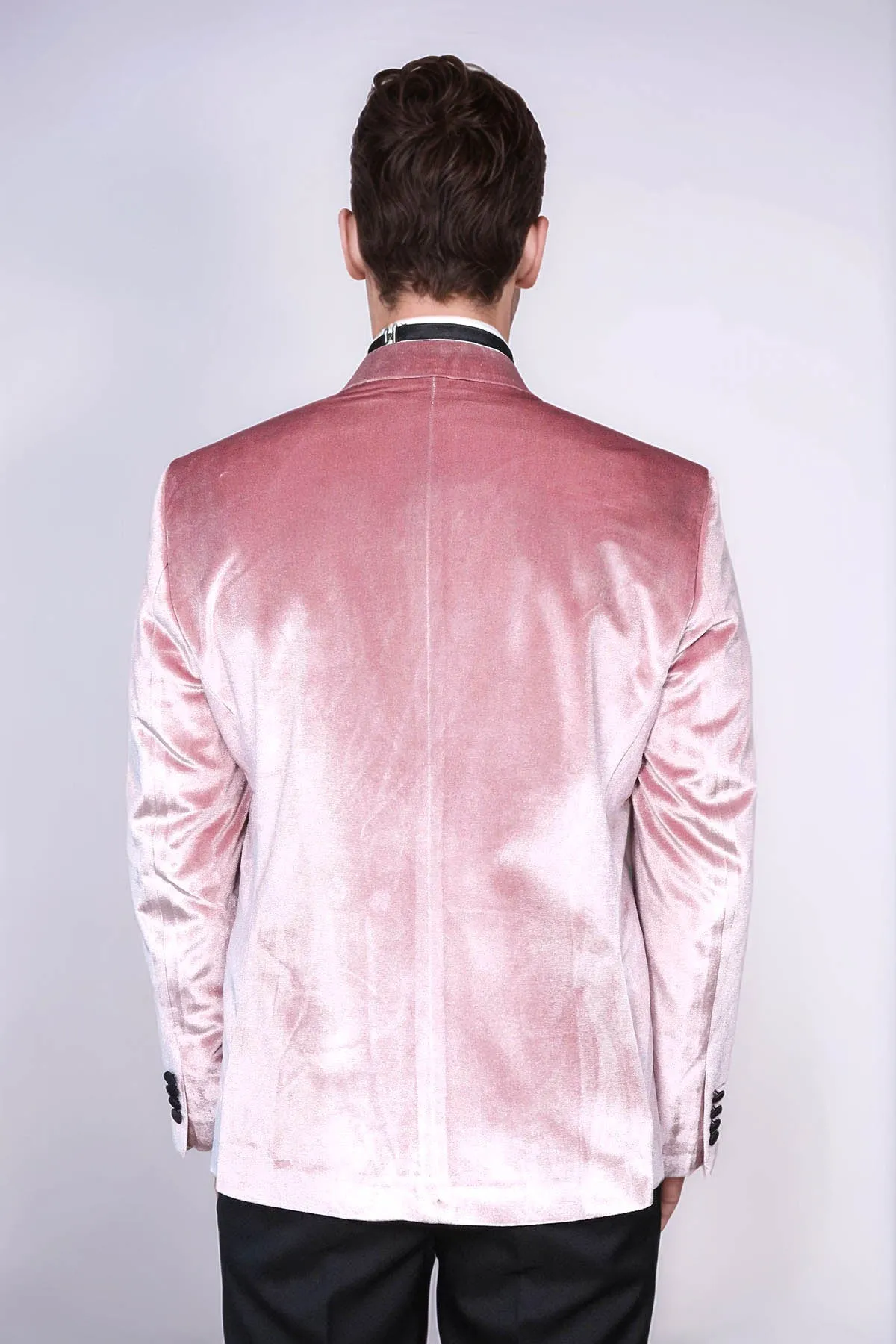Slim Fit Peak Lapel Velvet Pink Men Prom Blazer