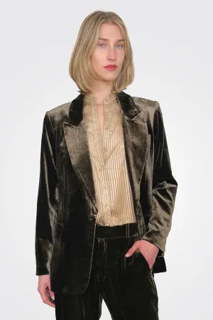 Slim Velvet Blazer - Espresso
