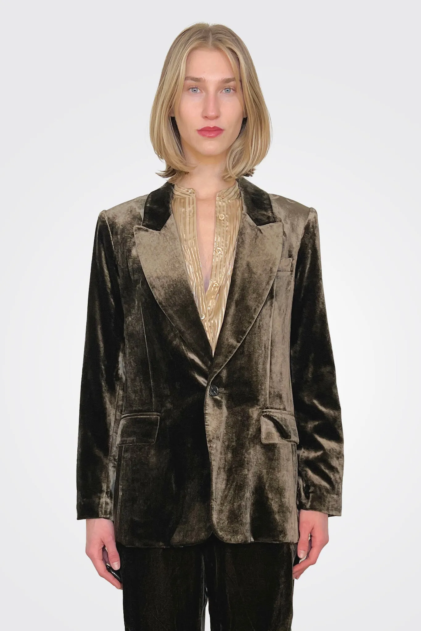 Slim Velvet Blazer - Espresso