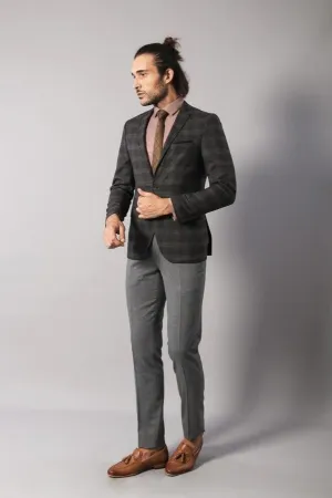 Slimfit Plaid Wool Blazer - Wessi