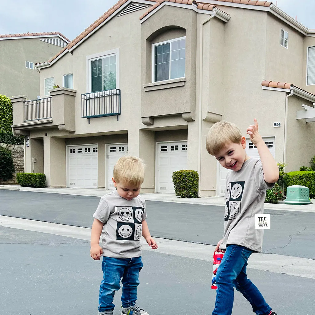 Smiley Face Retro Sibling Shirts | Siblings Matching T-shirts | Good Vibes only shirt for Brothers and Sisters | Boy and Girl Smiling Shirt