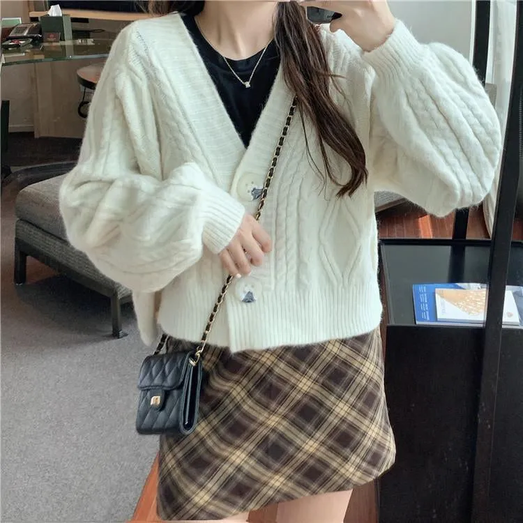 Solid Candy Colors Knitted Cardigan Sweater