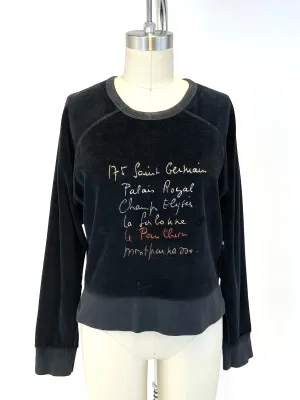 Sonia Rykiel Velour Embroidered Sweater