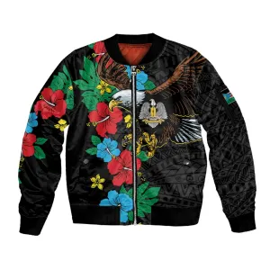 South Sudan Sleeve Zip Bomber Jacket African Pattern Hibiscus Floral LT01