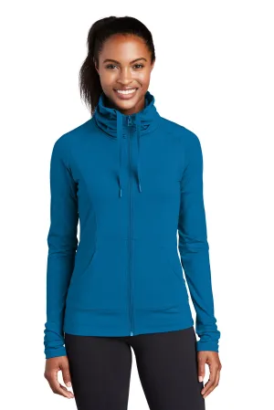 Sport-Tek Women's Sport-Wick Stretch Full-Zip Jacket. LST852 Peacock Blue