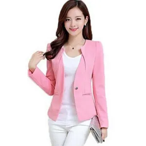 Spring Women Slim Blazer Coat Fashion Casual Jacket Long Sleeve One Button Suit Ladies Blazers Work Wear SY1005
