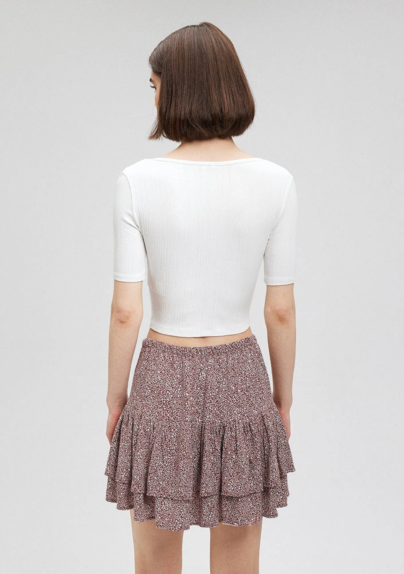Square Neck Cropped White T-Shirt