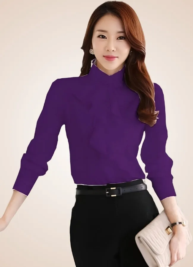 Steampunk Purple Ruffles Chiffon Shirt