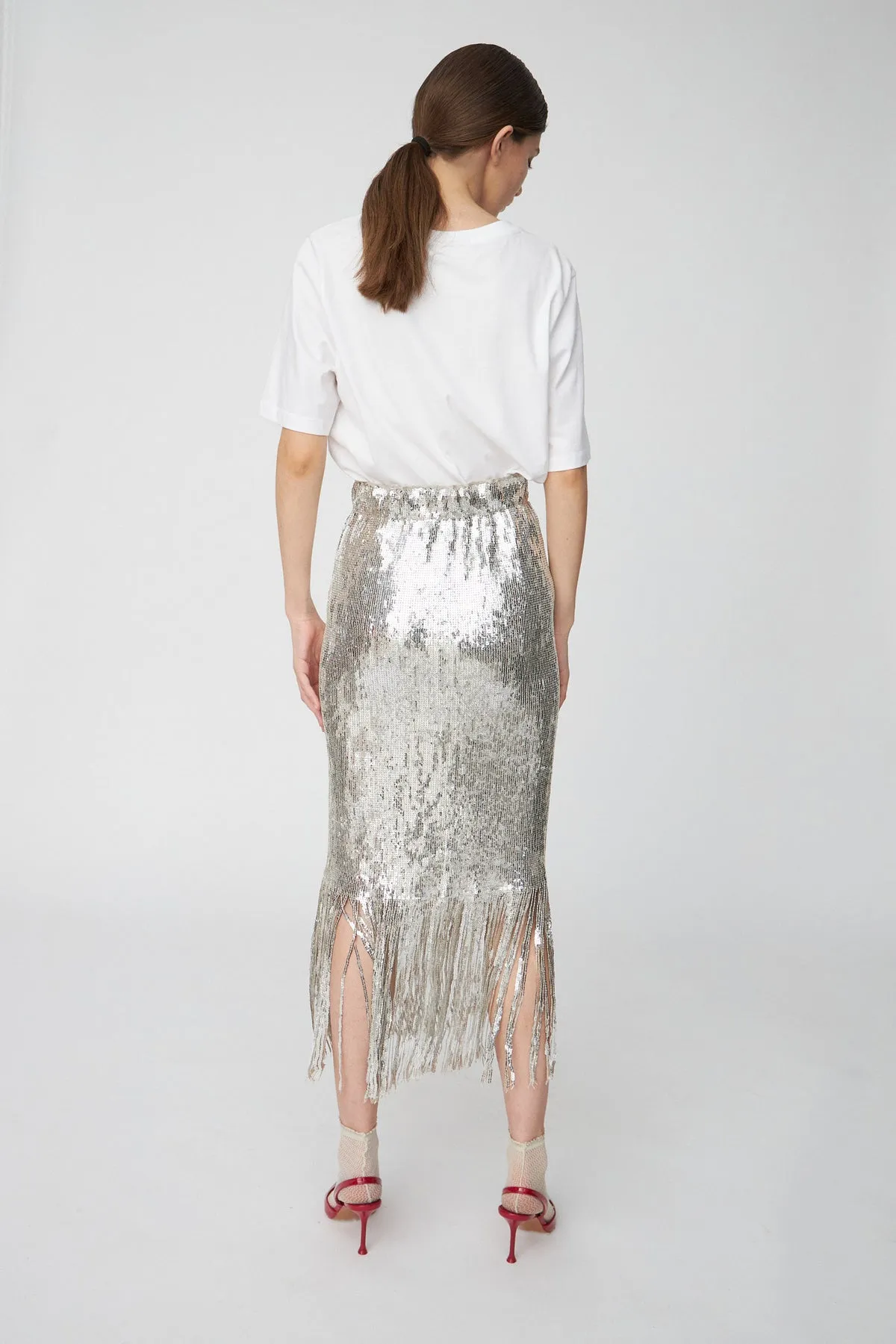 Stella Nova Sequins Fringes Skirt - Silver