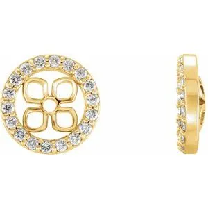 Sterling Silver 5 mm ID 1/8 Natural Diamond Earring Jackets