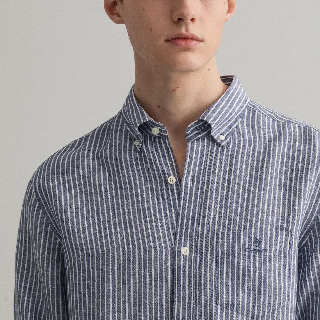 Stripe Linen Shirt - White & Blue | Persian Blue & White