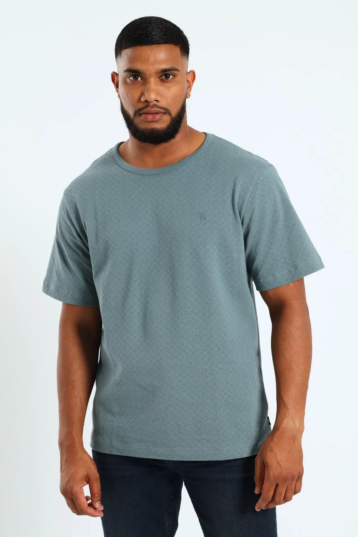 Structured Crepe Crew Tee - Teal
