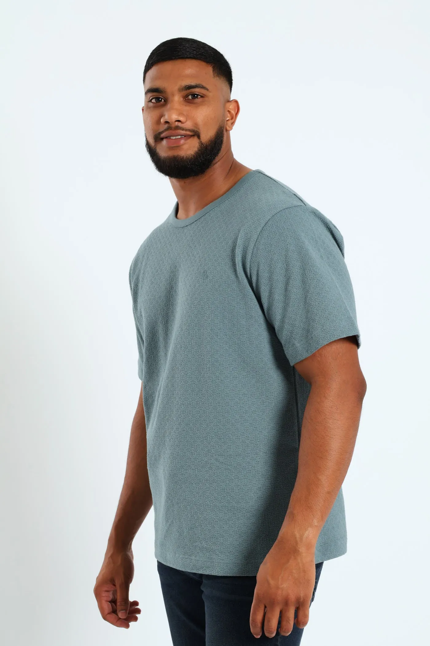 Structured Crepe Crew Tee - Teal