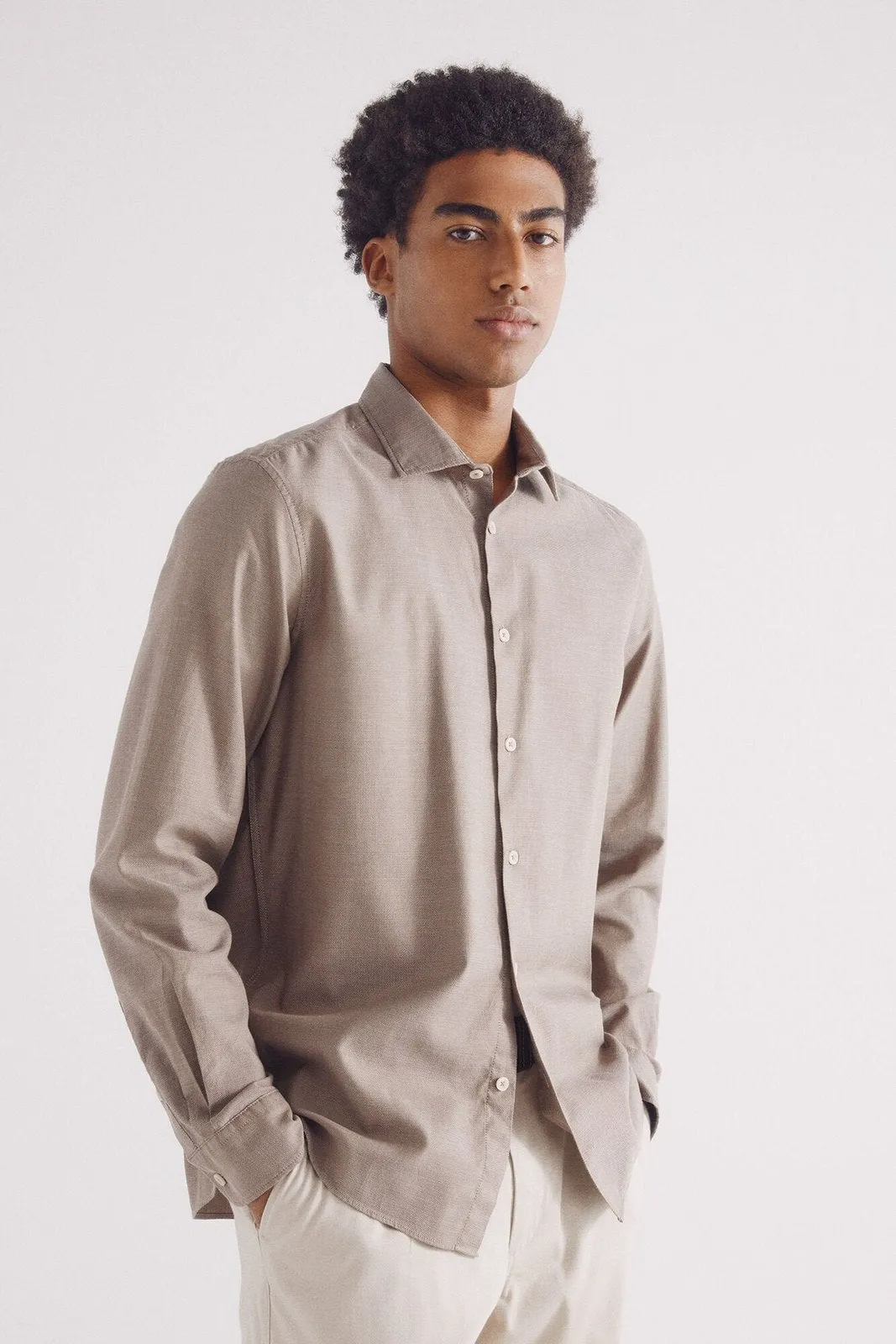 Structured dress shirt - Sand