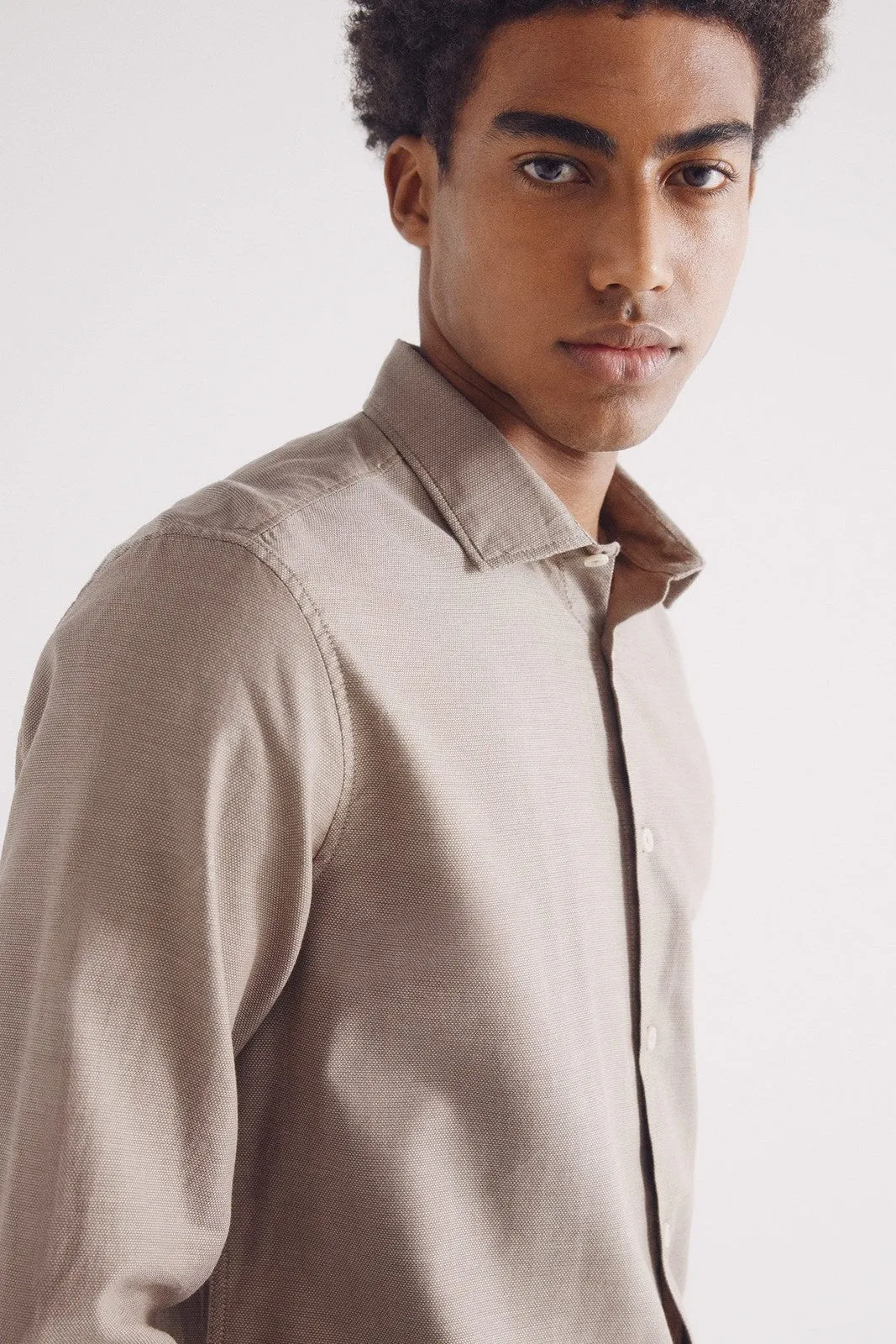 Structured dress shirt - Sand