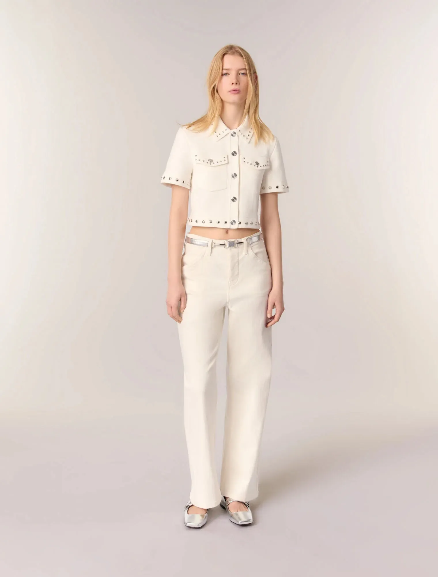 Studded cropped cardigan