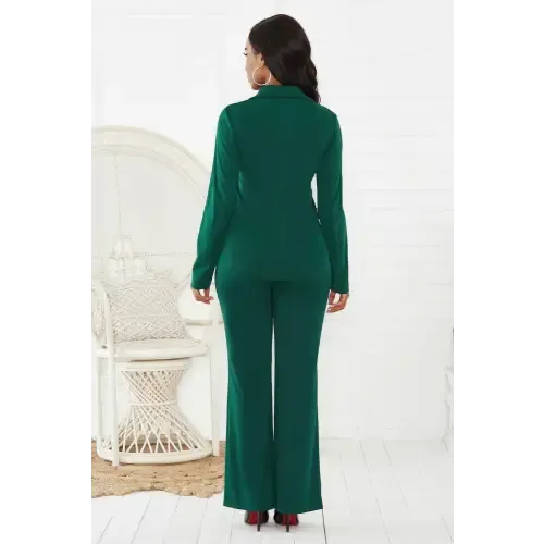 Stylish Lapel Collar Long Sleeve Blazer and Pants Set for Romantics