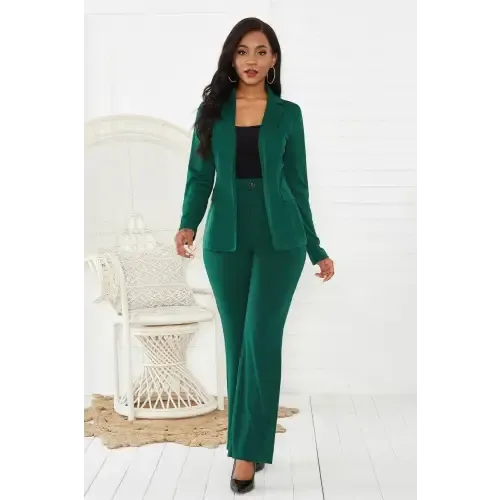 Stylish Lapel Collar Long Sleeve Blazer and Pants Set for Romantics