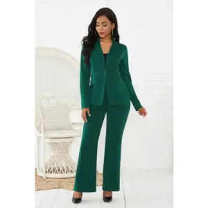 Stylish Lapel Collar Long Sleeve Blazer and Pants Set for Romantics