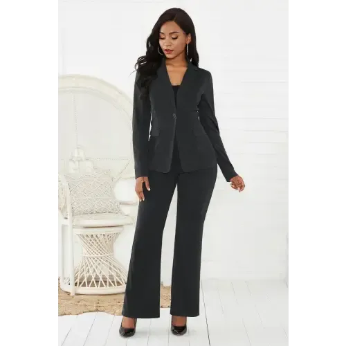 Stylish Lapel Collar Long Sleeve Blazer and Pants Set for Romantics