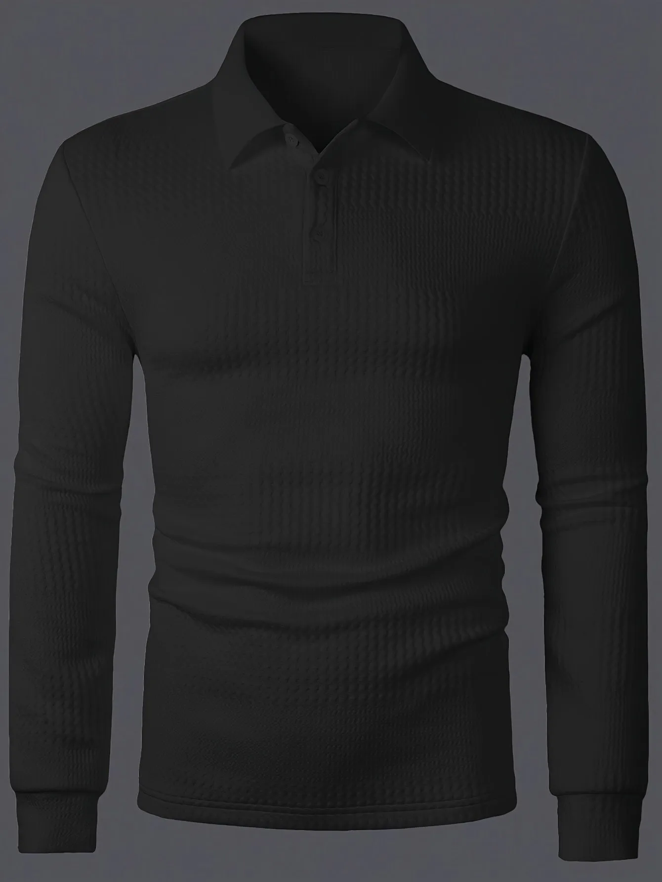 Stylish Solid Jacquard Men's T-Shirt with Collar