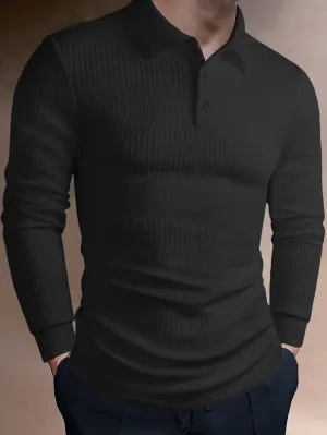 Stylish Solid Jacquard Men's T-Shirt with Collar