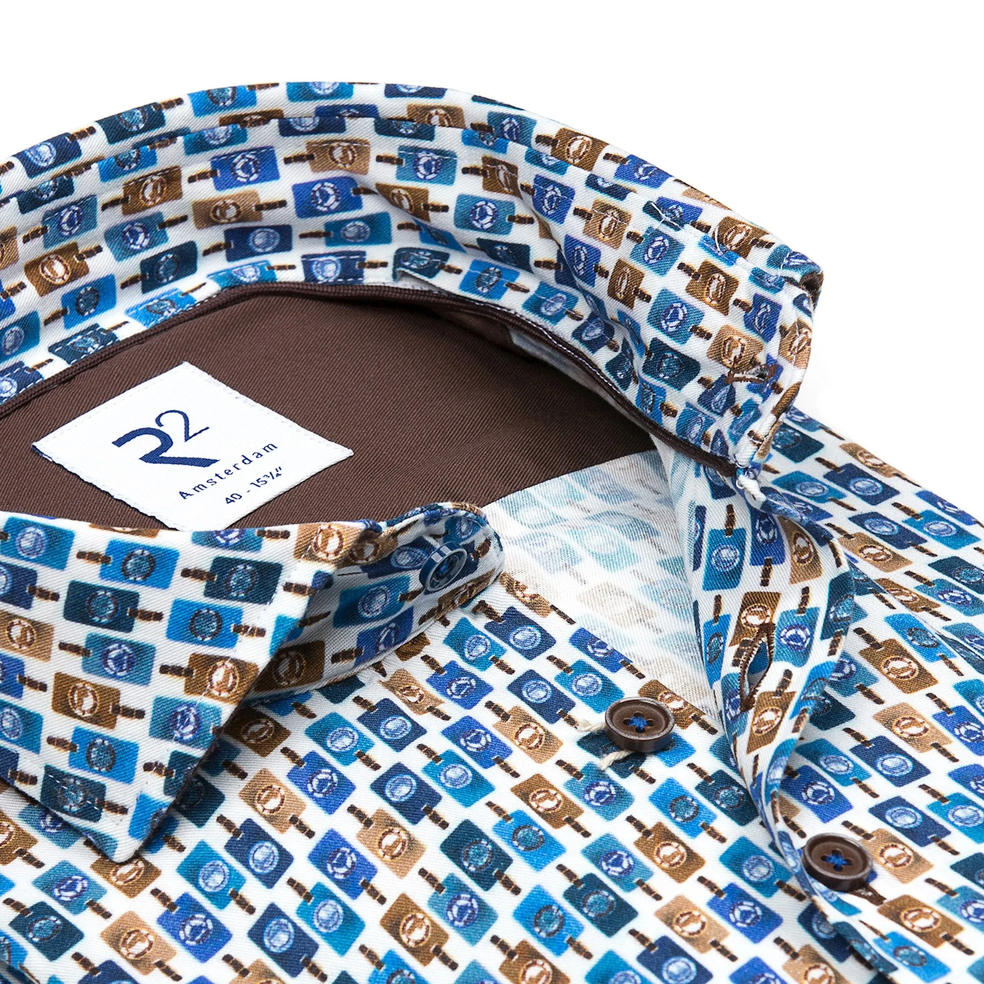 Suitcase label print tencel shirt